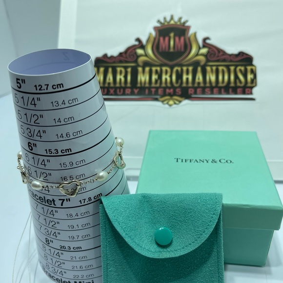 Tiffany and Co. Silver 925 bracelet with pearls and hearts size 17 cm or 6.5 in. - Picture 7 of 8